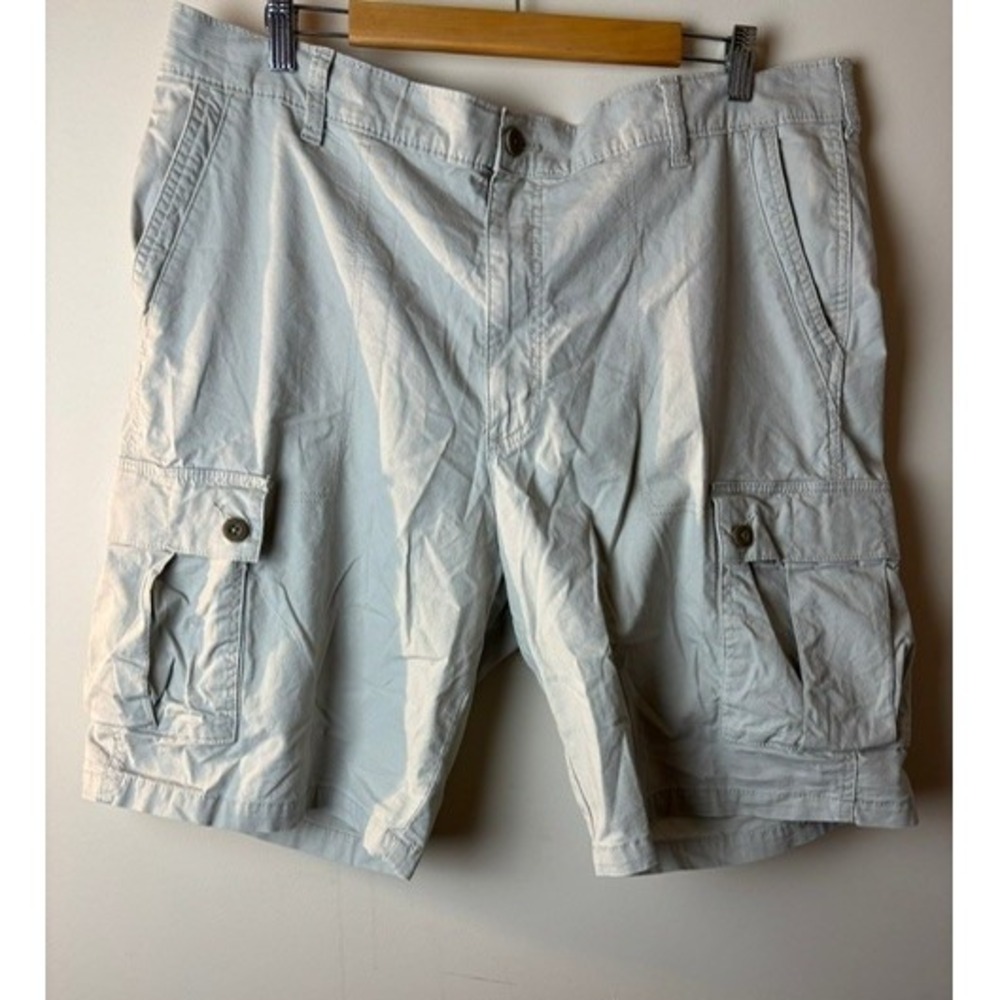 Mens 40 Lee Cargo Shorts Light Gray Flat Front Stretch‎ Utility Pockets Outdoor